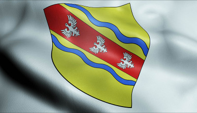 Meurthe et Moselle(法国国家)飘扬旗帜的3D插图