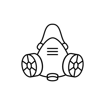 防毒面具线图标。化学防护面具。多用途带过滤器的防尘口罩。