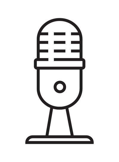 麦克风图标矢量细线风格。语音信号。用于音频播客广播的麦克风符号。