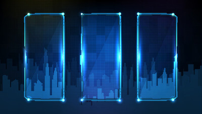 抽象未来的蓝色发光技术科幻框架hud UI背景
