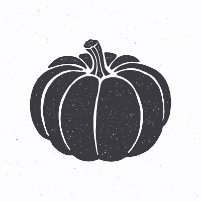 Silhouette of pumpkin with stem. Vector illustrati