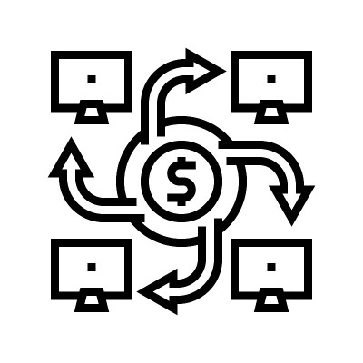 P2p金融系统线图标矢量图
