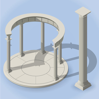 等距古代圆形建筑