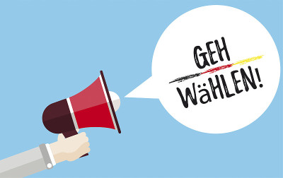 德语原文Geh Waehlen，翻译为Go Vote