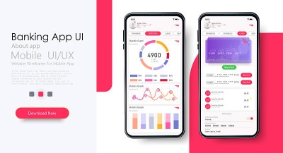 Banking App UI Kit for responsive mobile app and s