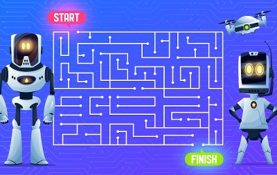迷宫迷宫棋盘游戏，机器人主板上