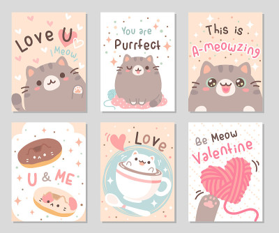 Cute chubby Cat set - Rectangle