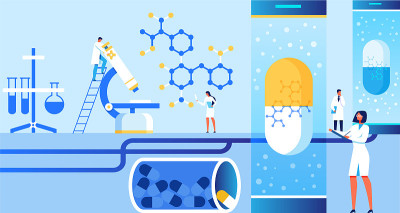 人物在实验室做科学研究。