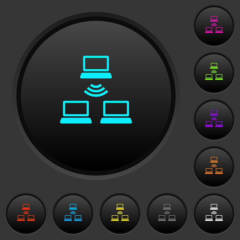 无线网络暗色按钮与彩色图标