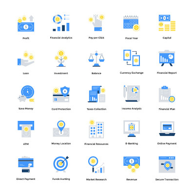 Flat Finance Icons Set