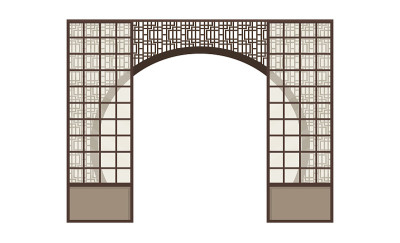 Shoji，日本传统的滑动门。矢量图