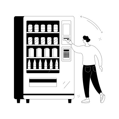 自动售货机抽象概念矢量插图。