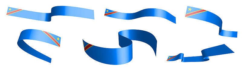 Set of holiday ribbons. Republic of Congo flag wav
