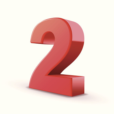 3d闪亮的红色数字2