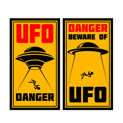 Danger. Ufo zone. Sign with Ufo. Vector illustrati