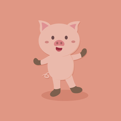 可爱的卡通猪