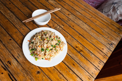 蔬菜炒饭俯视图