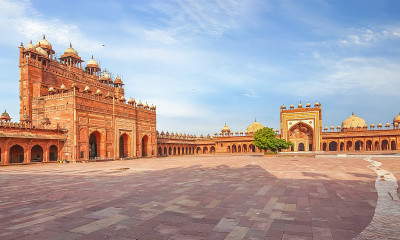 从Buland Darwaza和Jama Masjid观看印度锡克教徒