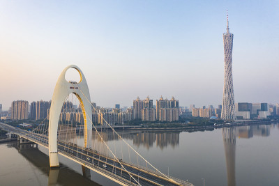 航拍中国广州CBD城市