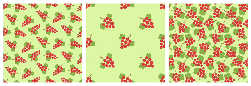 Red currant. Seamless pattern. Vector berries. Nat