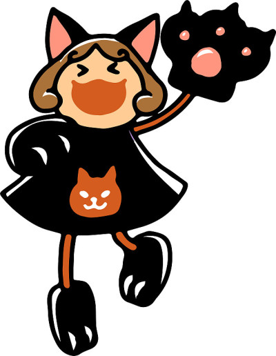 一个女孩打扮成黑猫的插图