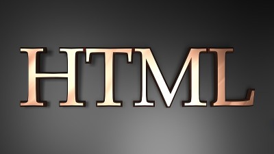 HTML书写铜字母黑色背景- 3D渲染插图