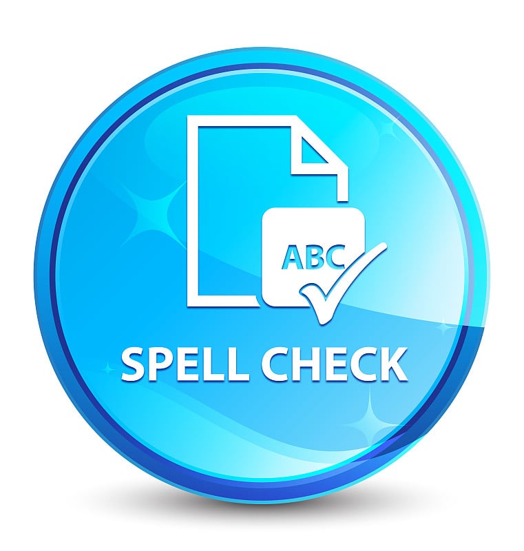 Spell check document splash natural blue round but