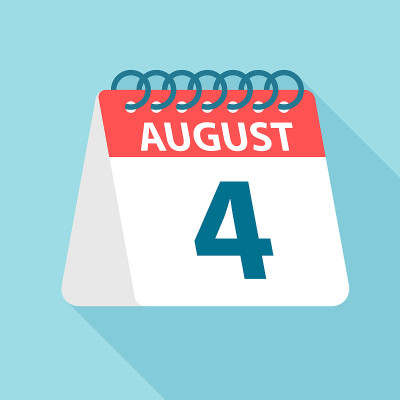 8月4日-日历图标。一个月的一天的矢量插图。日历模板