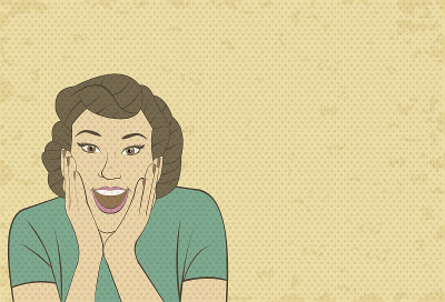 复古的女人感到惊讶