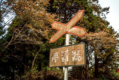 铁路道口标志，停止，听，看