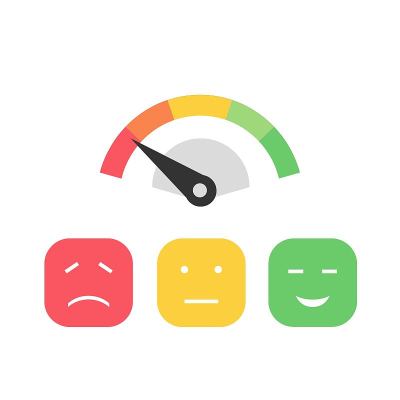 顾客图标情绪低满意度量表与不同符号的白色