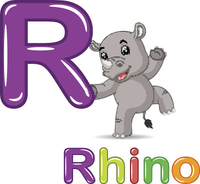 动物字母表:R代表犀牛