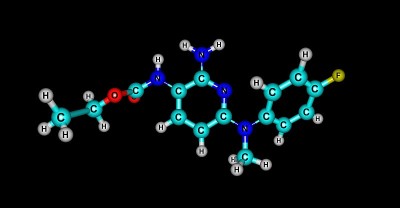 黑色上分离的氟吡汀分子结构