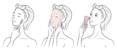 矢量插图的一个女人做皮肤护理