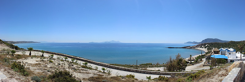 天堂海滩全景，科斯岛，希腊