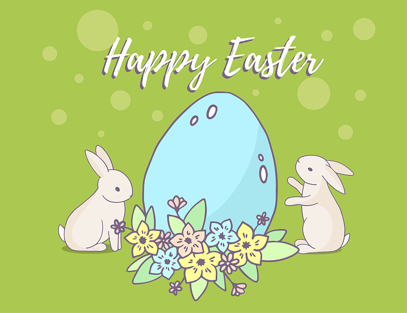 Vector spring holiday illustration with two rabbit