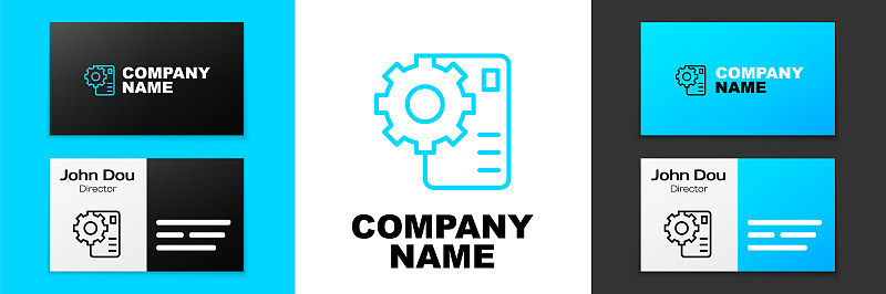 蓝线神经网络图标隔离在白色背景。人工智能AI。Logo设计模板元素。向量