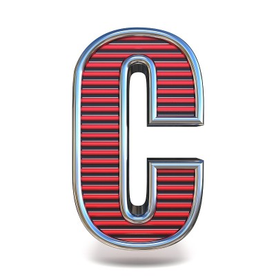 金属红线字体字母C 3D