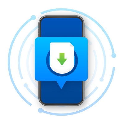 Smartphone with file download. Downloading process