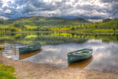 Watendlath Tarn Lake英格兰坎布里亚区划船风景优美