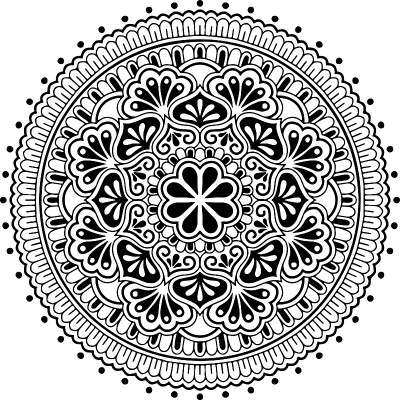 Mandala pattern black and white doodles sketch