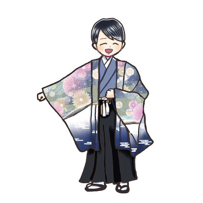 穿着和服的日本男孩