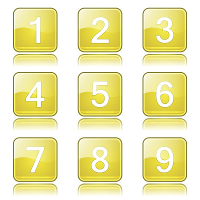 数字计数方形矢量黄色图标设计集
