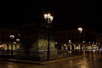 晚上在巴黎使用Vendôme