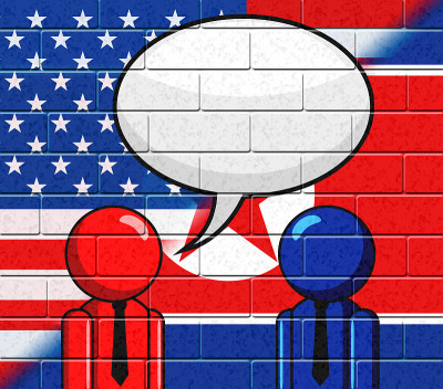 朝鲜裔美国人会议讲话气泡3d插图