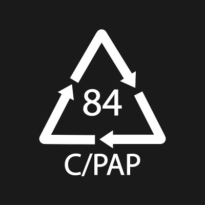 复合材料回收符号84 C PAP。黑色的矢量图