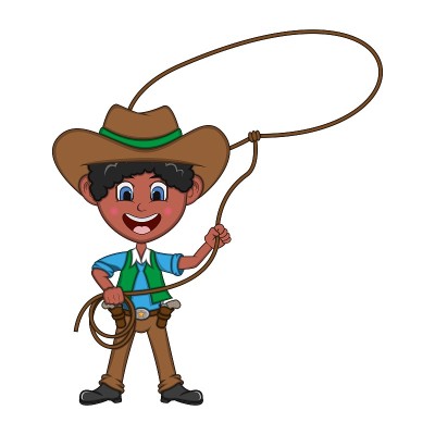 Cowboy with lasso cartoon vector illustration