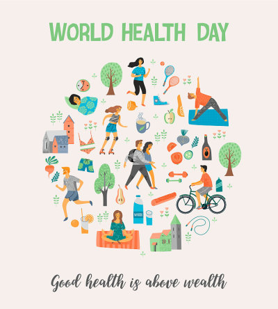 世界卫生日。健康的生活方式。