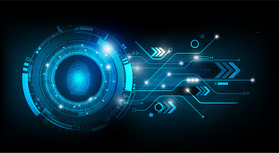 Fingerprint scan with abstract Futuristic Technolo