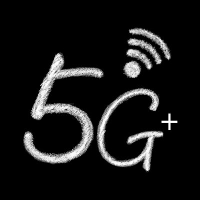 5G +信号通信图标与良好的背景